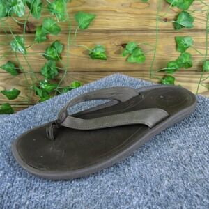 OluKai Women Flip Flop Brown Leather Sz 10 Medium Gently Used 2025